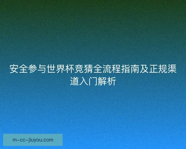 安全参与世界杯竞猜全流程指南及正规渠道入门解析